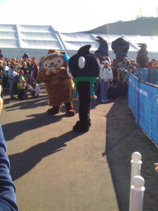 Quatchi and Miga outside the curling, where is Mukmuk?